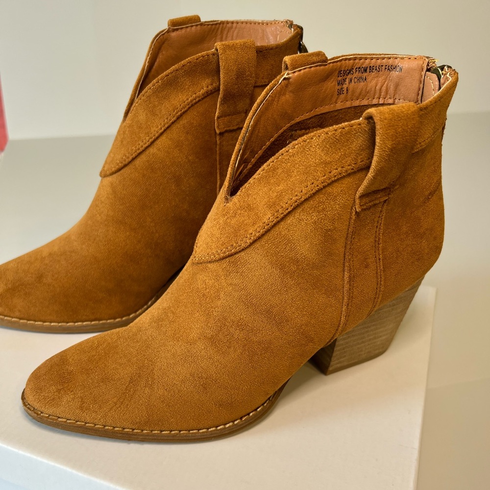 Beast Suede-Look Camel Ankle Boot